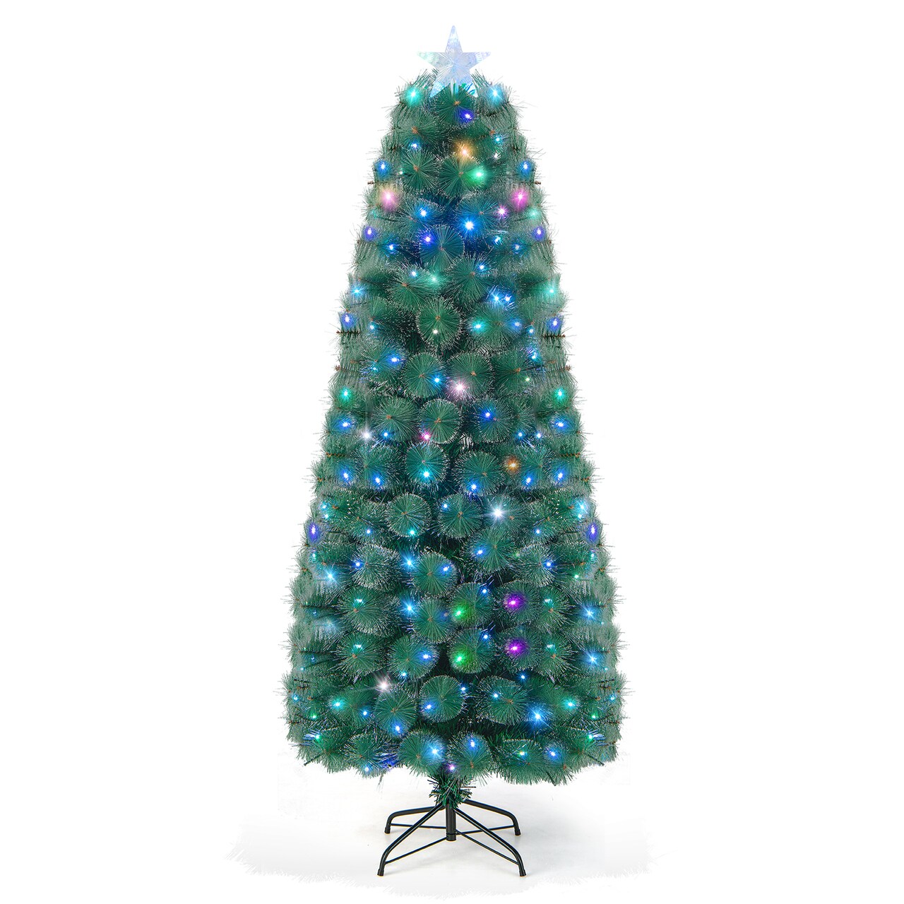 Pre-lit Fiber Optic Christmas Tree With Multi-color Led Lights And Top Star Light-6 Ft